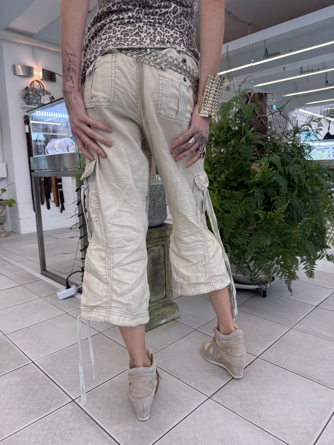 multi strap linen capri pants 상품이미지4