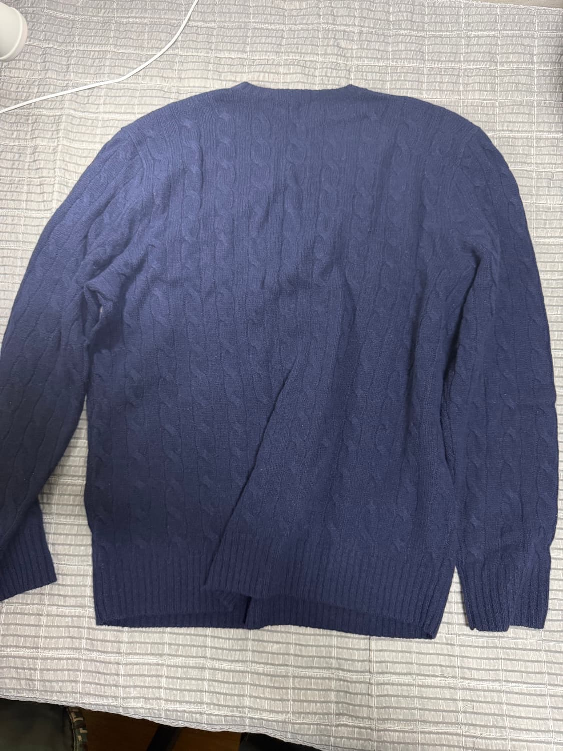 폴로 랄프로렌 케이블 니트 울 캐시미어 스웨터 - 블루 상품이미지3