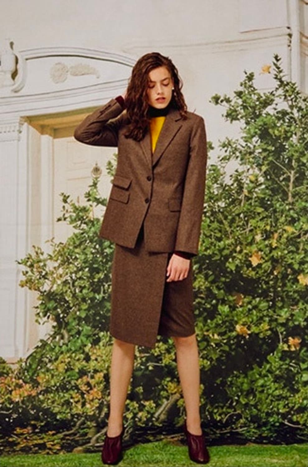 프론트로우 체크 캐시미어 블렌드 테일러드 블레이저 자켓 2 라이트브라운 상품이미지2