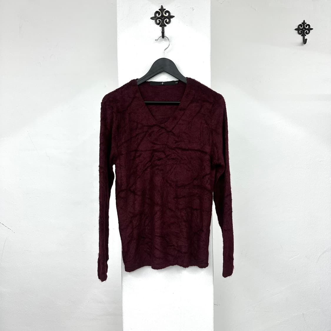 No id burgundy v-neck knit 상품이미지3