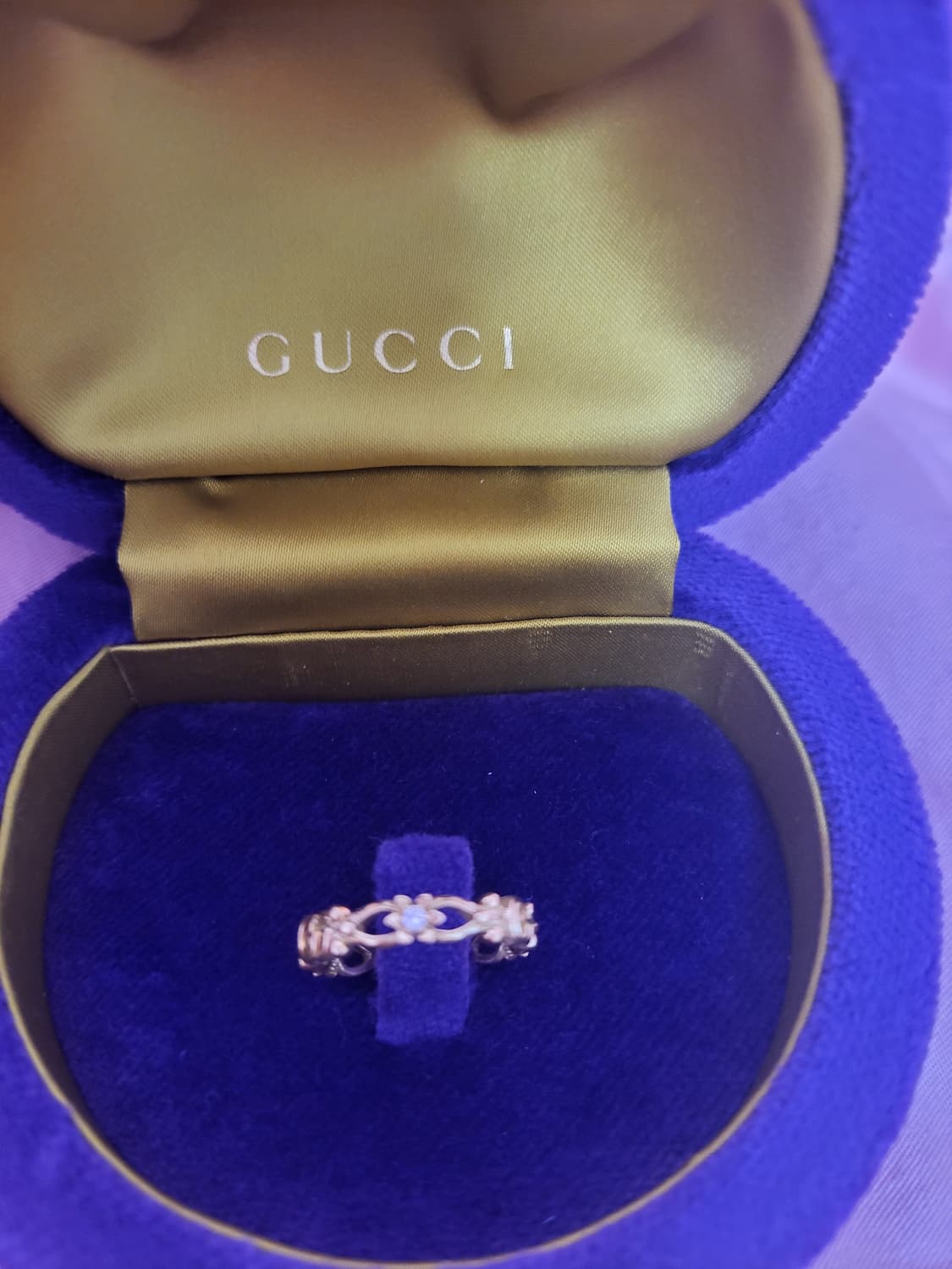 정품)급처상태좋음!구찌 18k 다이아몬드 장식 구찌로고 플로라 링 꽃반지 상품이미지3