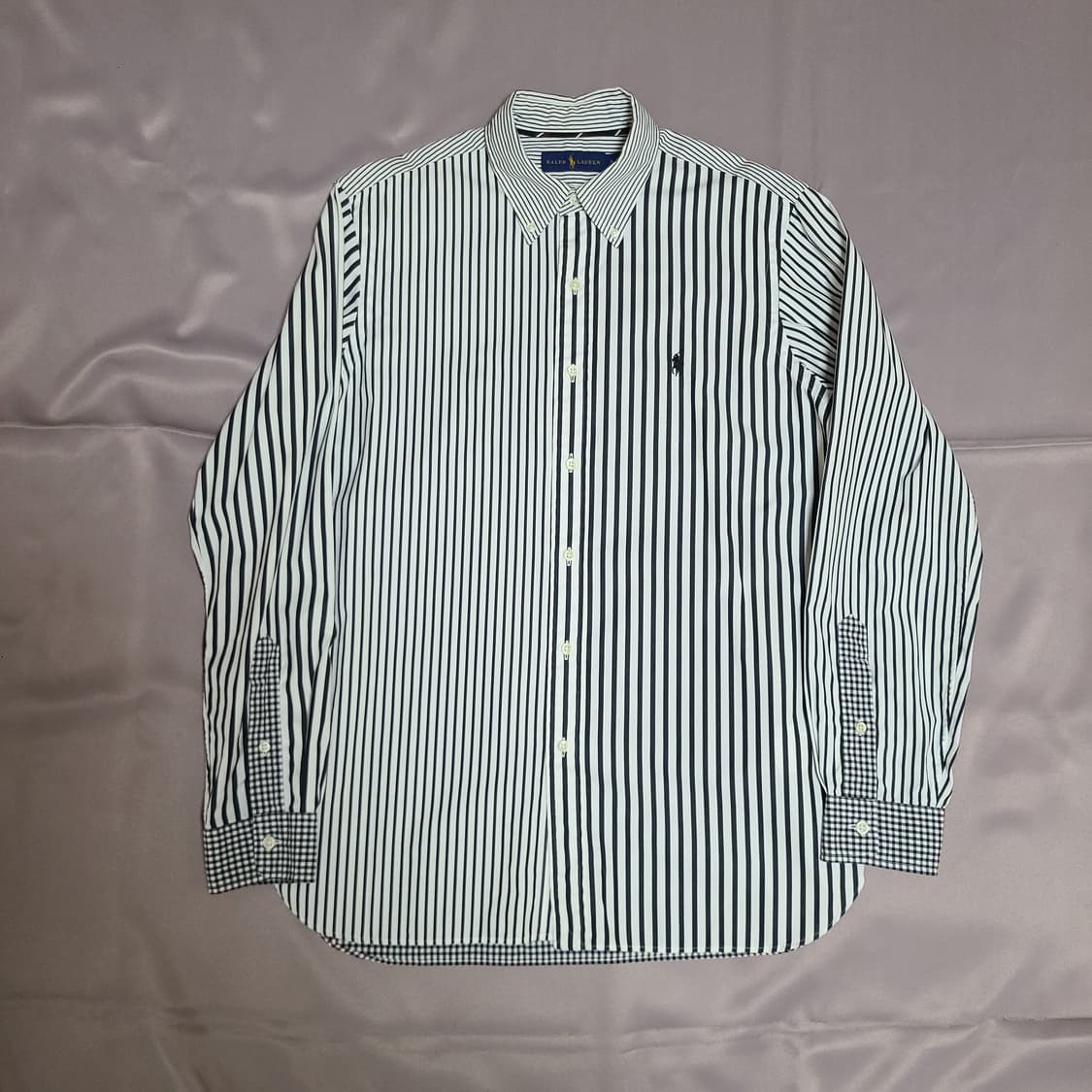 (새상품급 M 100) 폴로 랄프로렌 스트라이프 킹엄체크 긴팔 셔츠 상품이미지1