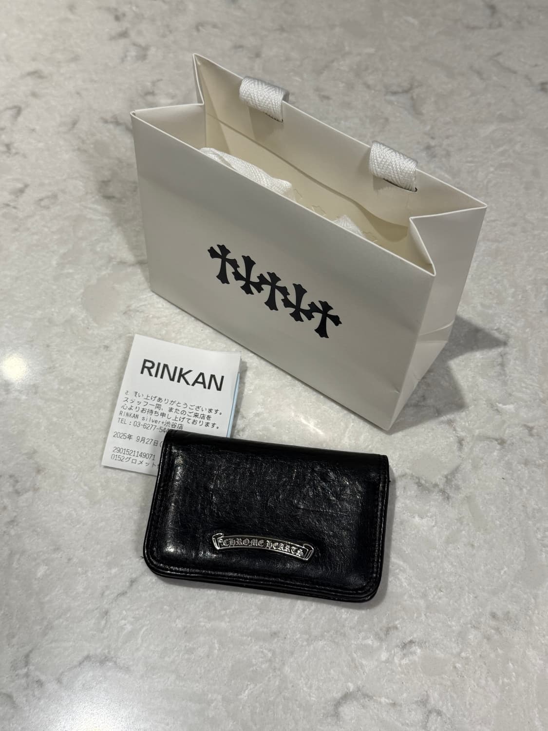 [ONE SIZE] 크롬하츠 실버 스크롤 라벨 카드지갑 블랙 상품이미지1