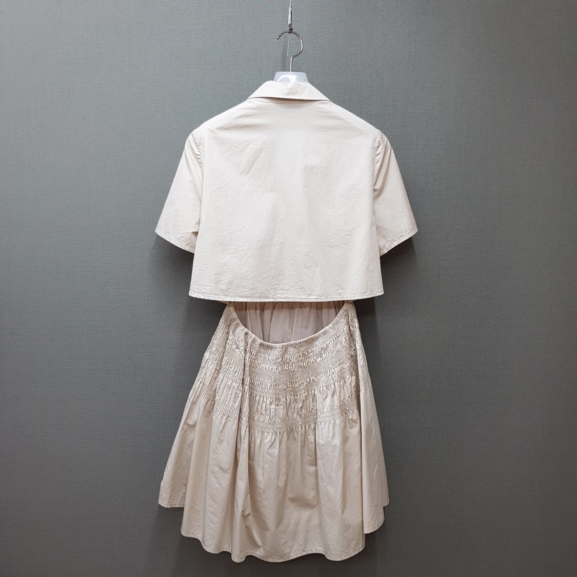 셀프포트레이트 크롭 셔츠 레이어드 원피스 2사이즈 상품이미지7