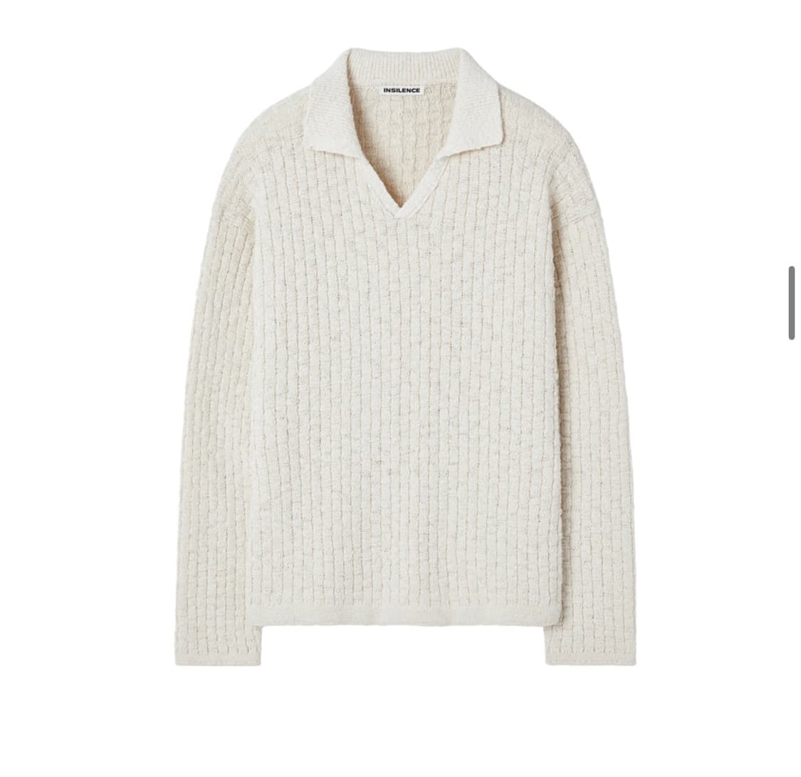 인사일런스 오픈 칼라 그리드 니트 NATURAL CREAM 상품이미지1