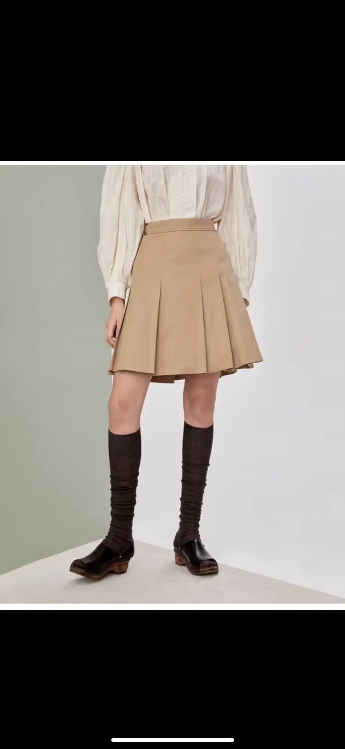 앳코너 치노 플리츠 미니 스커트 베이지 s 상품이미지2