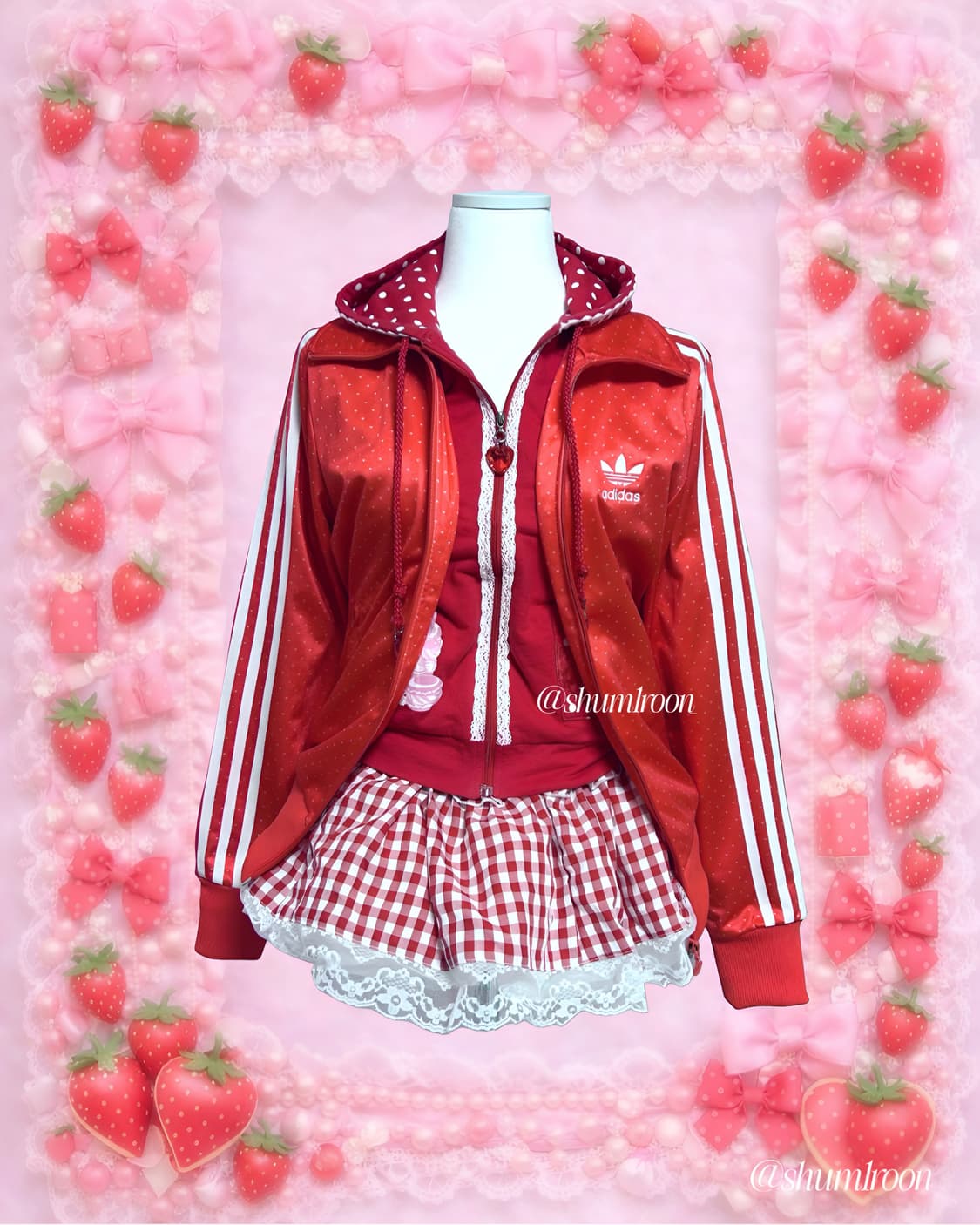 아디다스 산딸기향 레드 져지 (다이아몬드 패턴) 상품이미지1