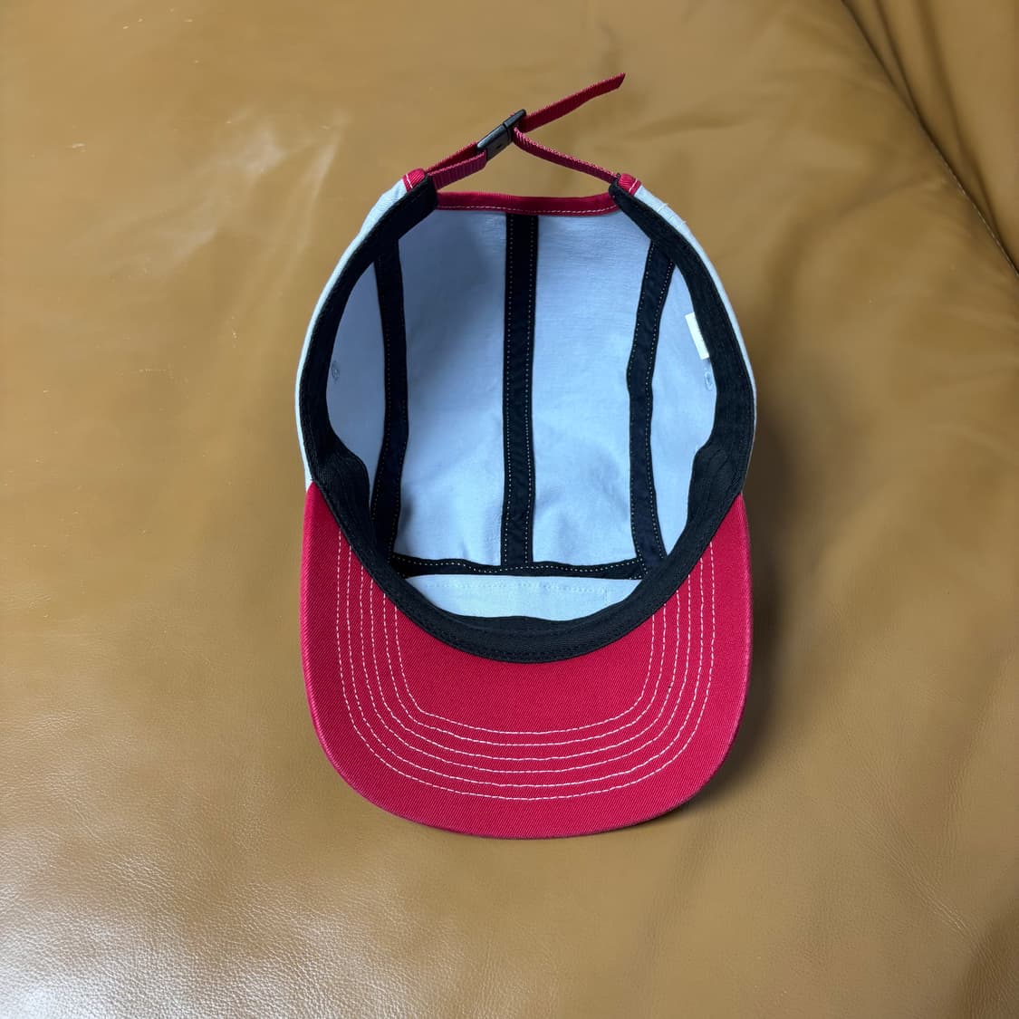 슈프림 캠프캡 모자 박스로고 투톤 라이트 블루 레드 상품이미지6