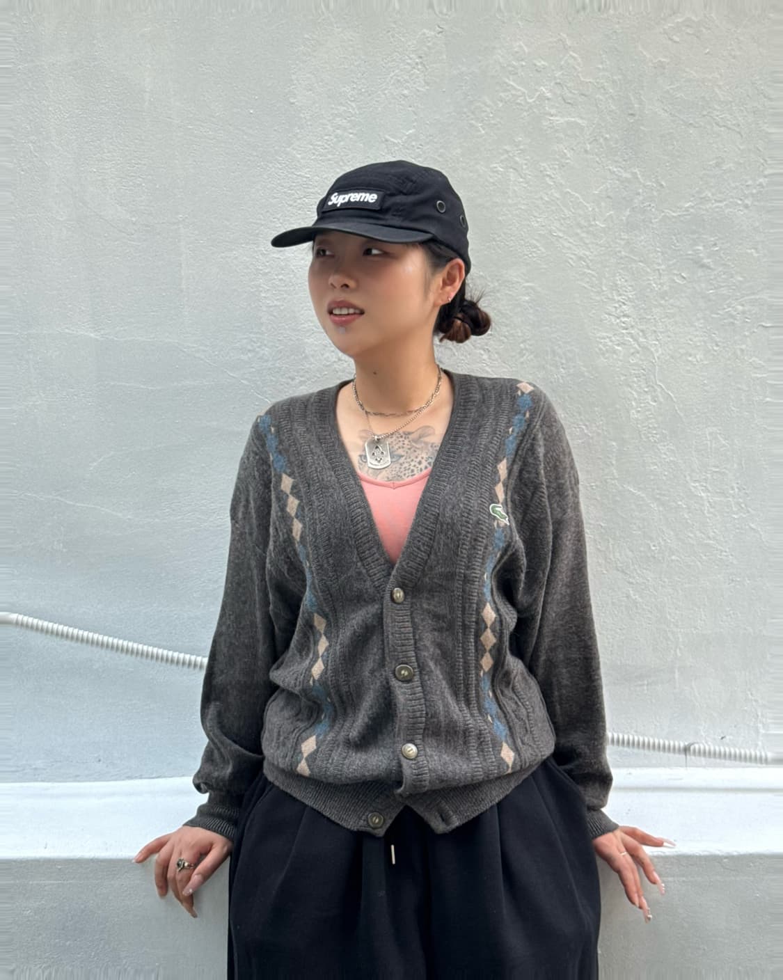 Lacoste 라코스테 아가일 가디건 상품이미지1
