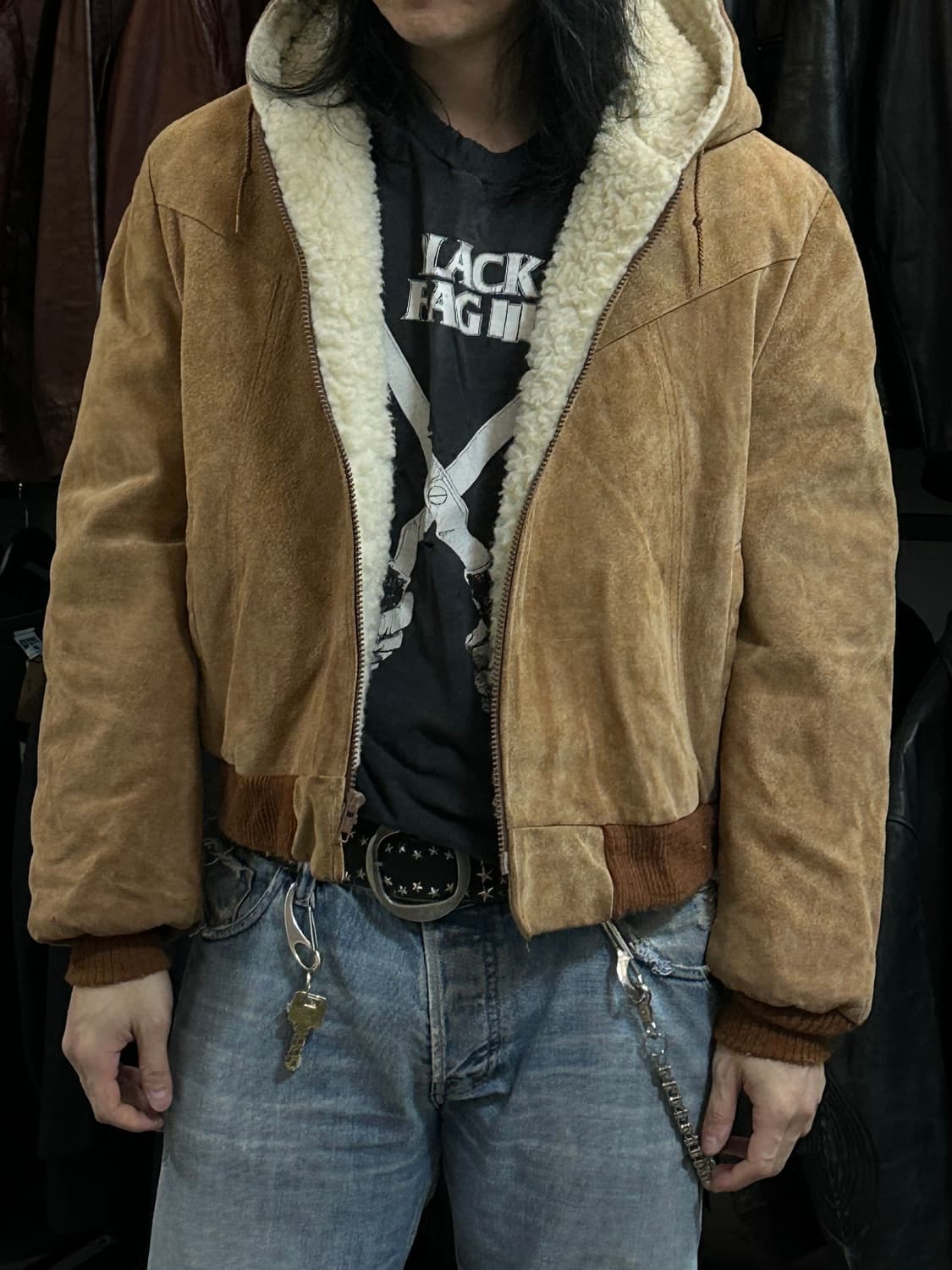 80’s 빈티지 시어스 무톤 후드 자켓 빈티지 레더 자켓 후드 상품이미지10