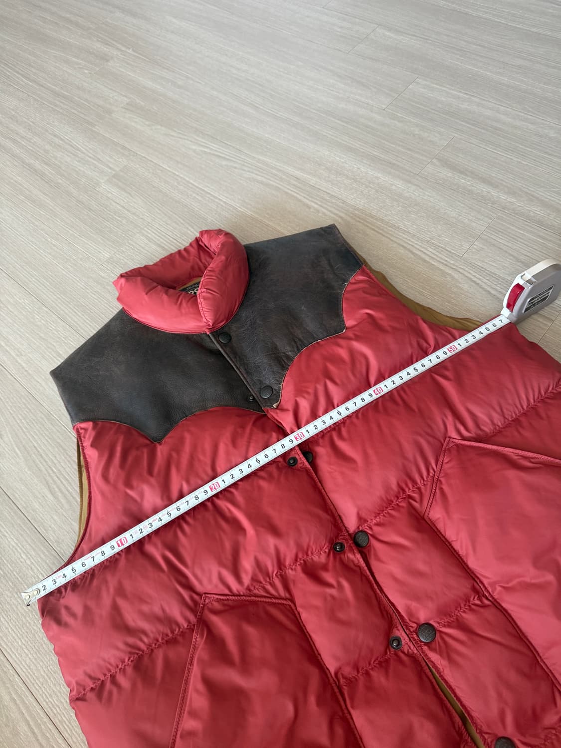 예전모델 rrl 더블알엘 레더 요크 퀄팅 베스트 레드 M 상품이미지5