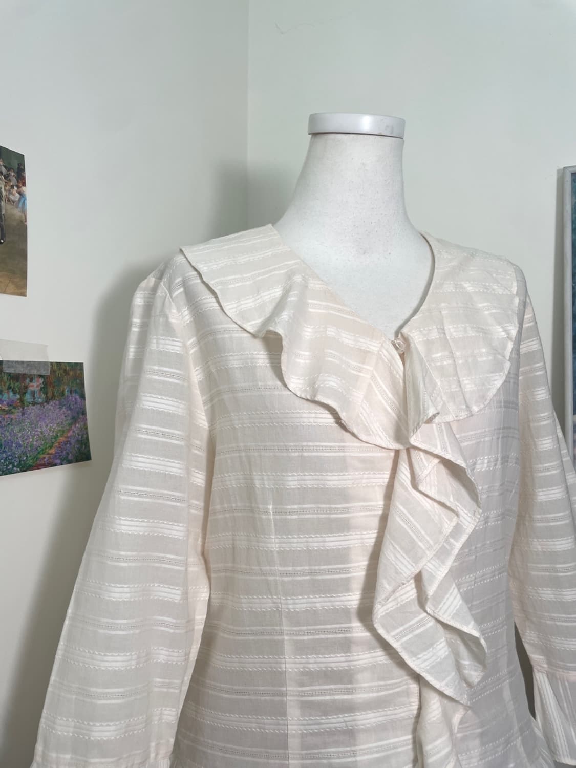 sheer coral cotton ruffle button blouse 상품이미지6