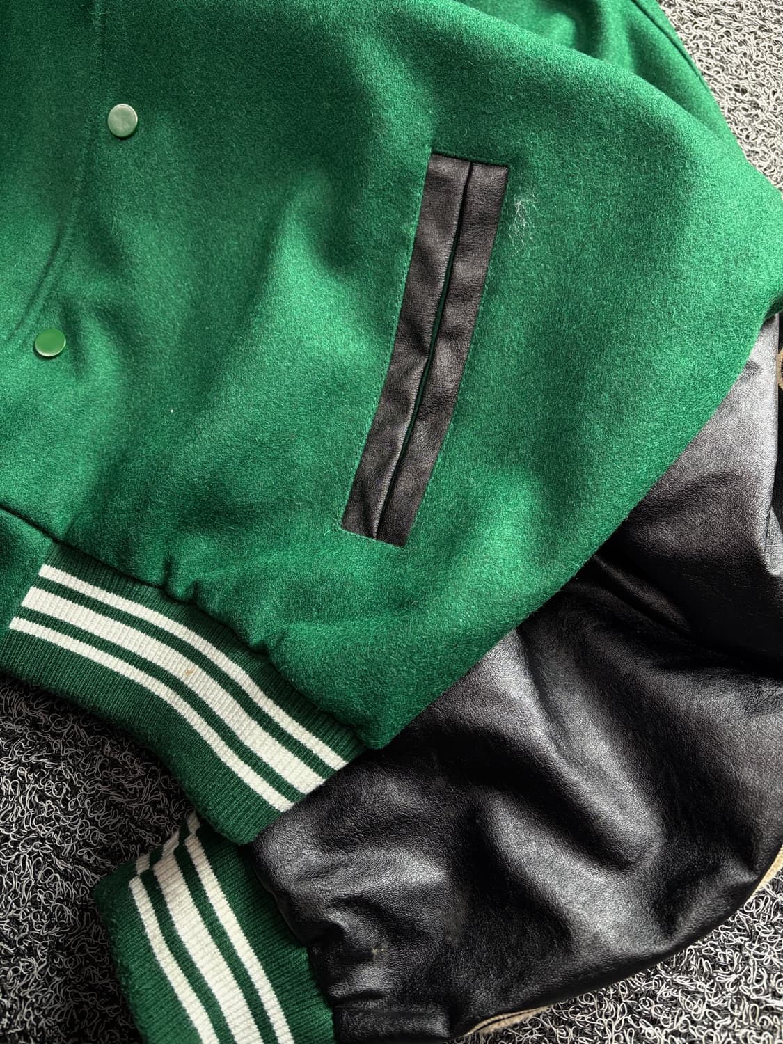 USA 스켈레톤 본 플리스 패치워크 스타디움 바시티 자켓 2749 상품이미지4