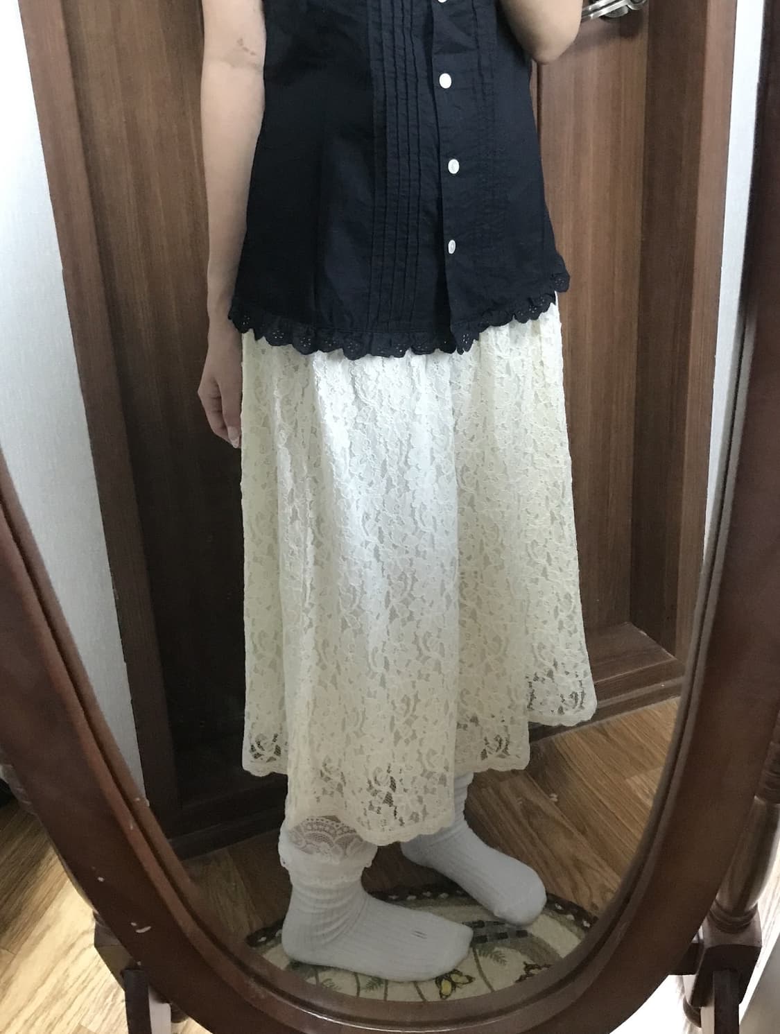 JP vintage white lace sk 상품이미지2