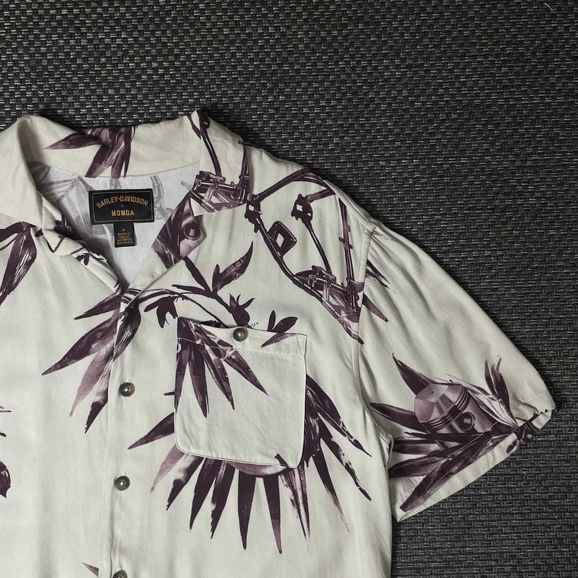 할리데이비슨 버건디 야자수 원포켓 반팔 셔츠 M 상품이미지3