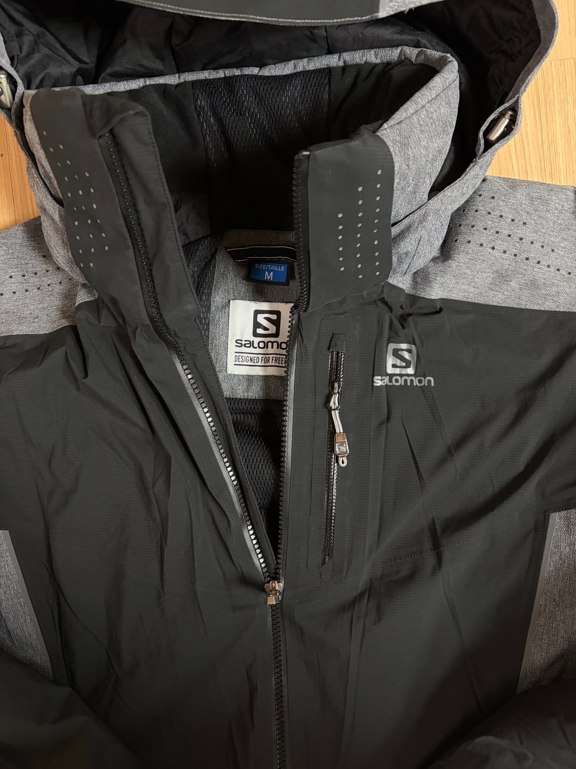 살로몬 고어텍스 후드 자켓 원드스토퍼 그레이 블랙 M 상품이미지3