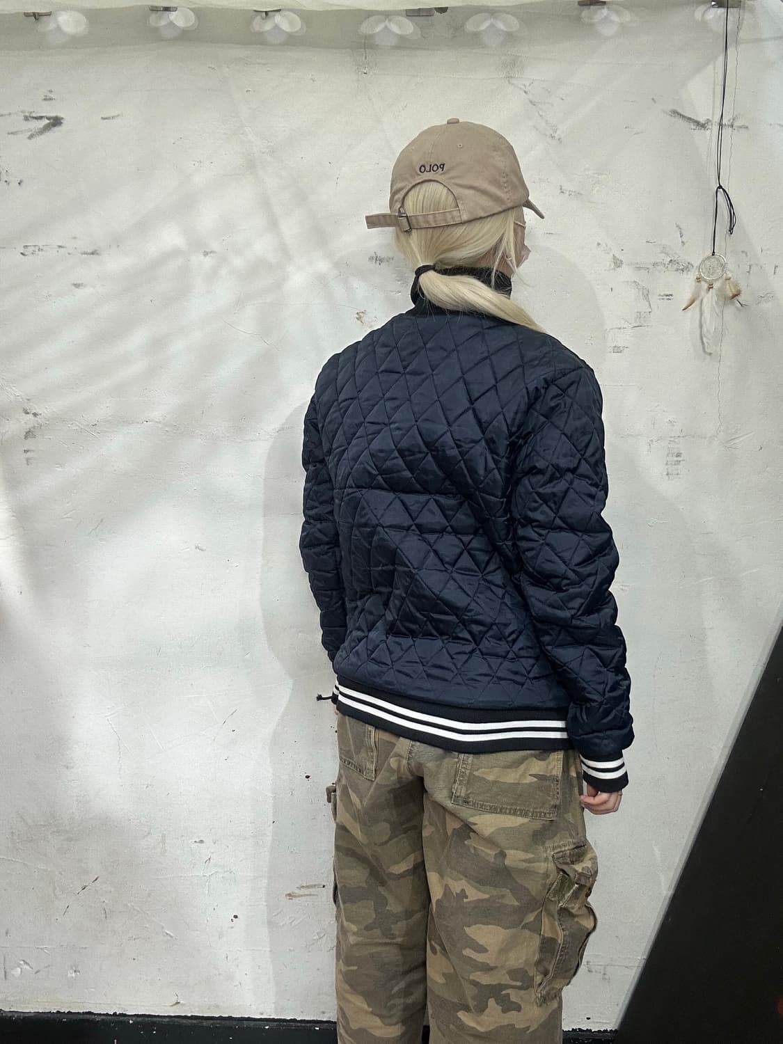 00s 나이키 네이비 퀼팅 자켓 올드스쿨 패딩 점퍼 S 상품이미지3