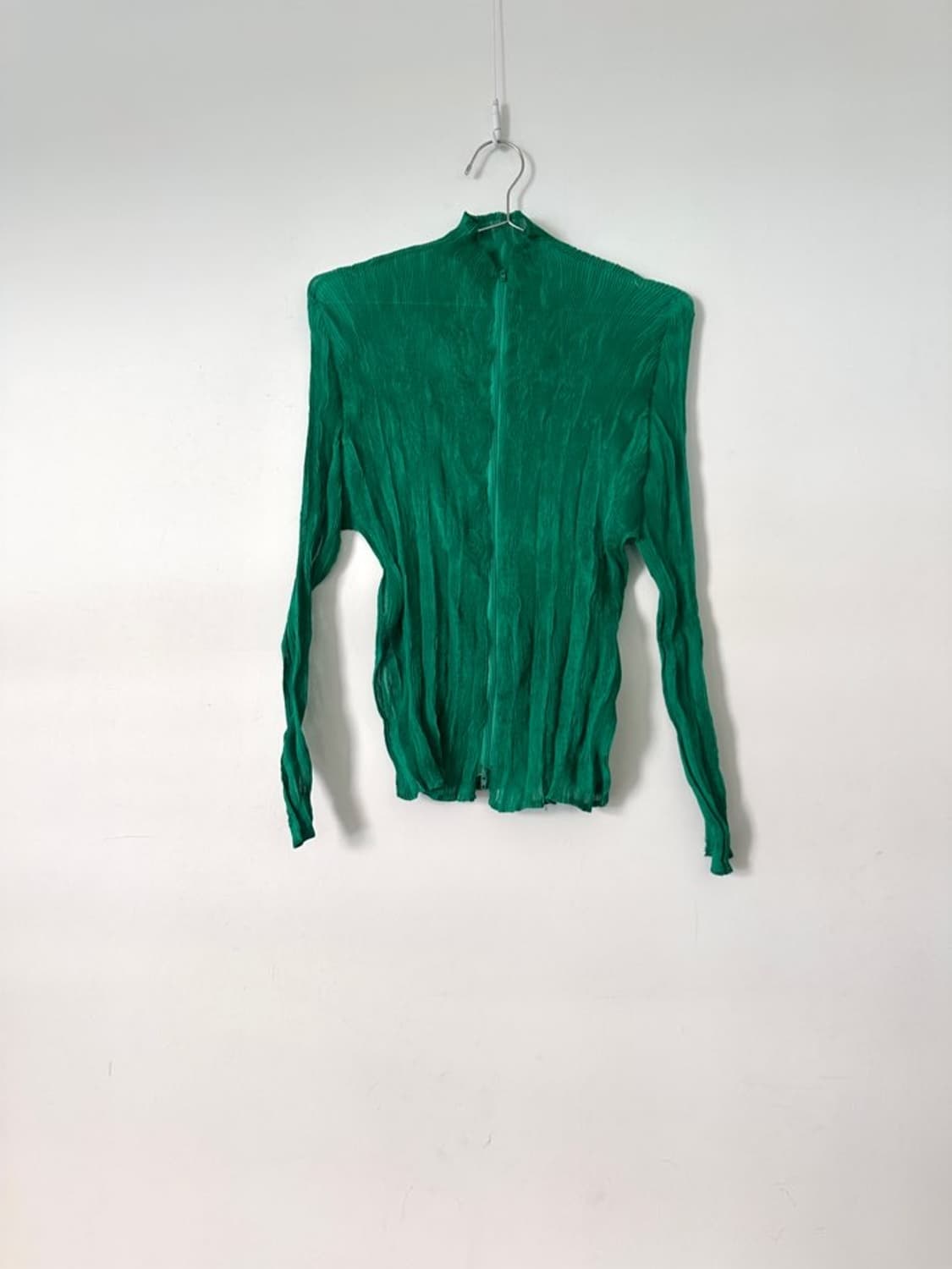 Pleats highneck zip up / green 상품이미지1