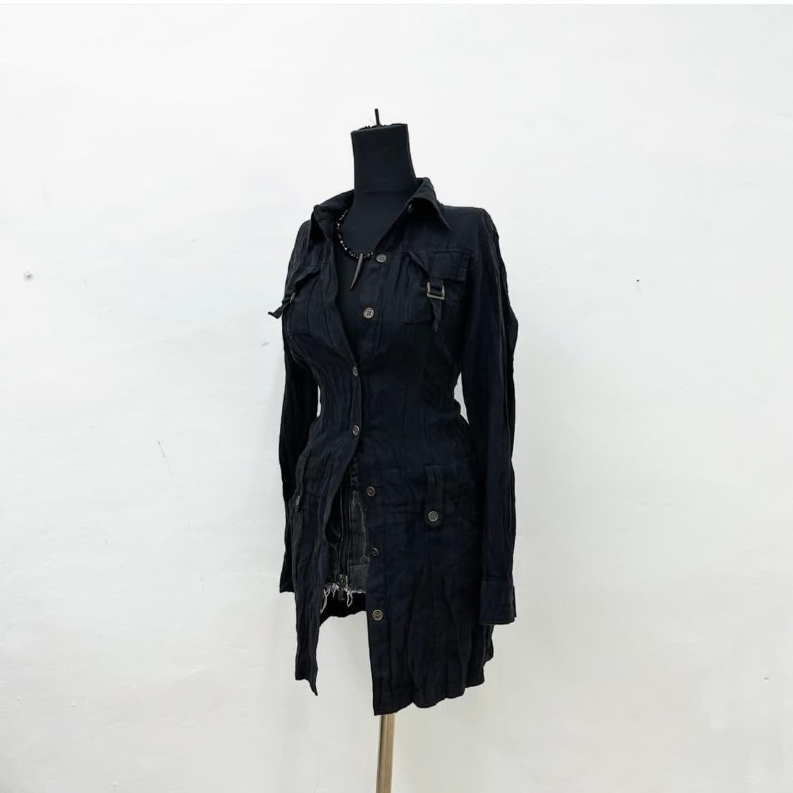 Clinkled texture long trench shirts 상품이미지2