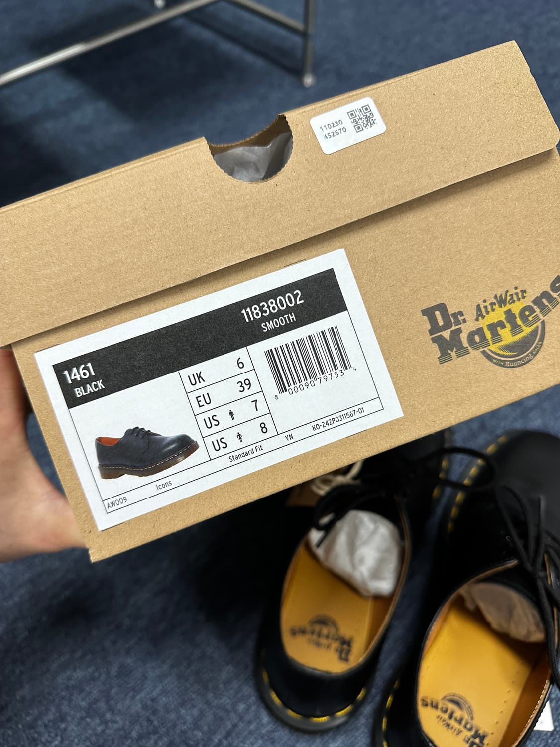 닥터마틴 1461 스무스 블랙 uk6 상품이미지5