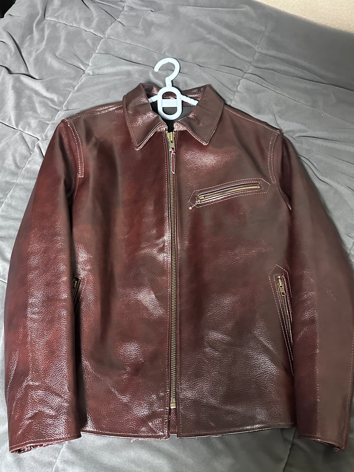 빈티지 레더자켓 버건디 상품이미지1