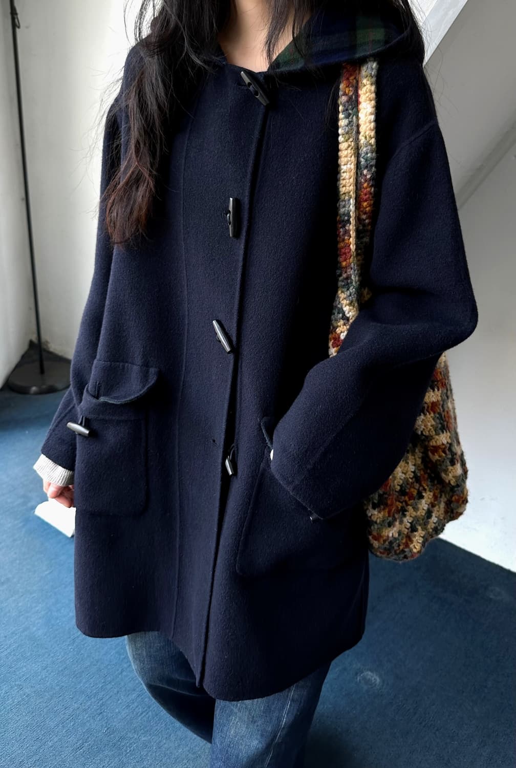Mild felted wool hooded duffle coat 상품이미지4