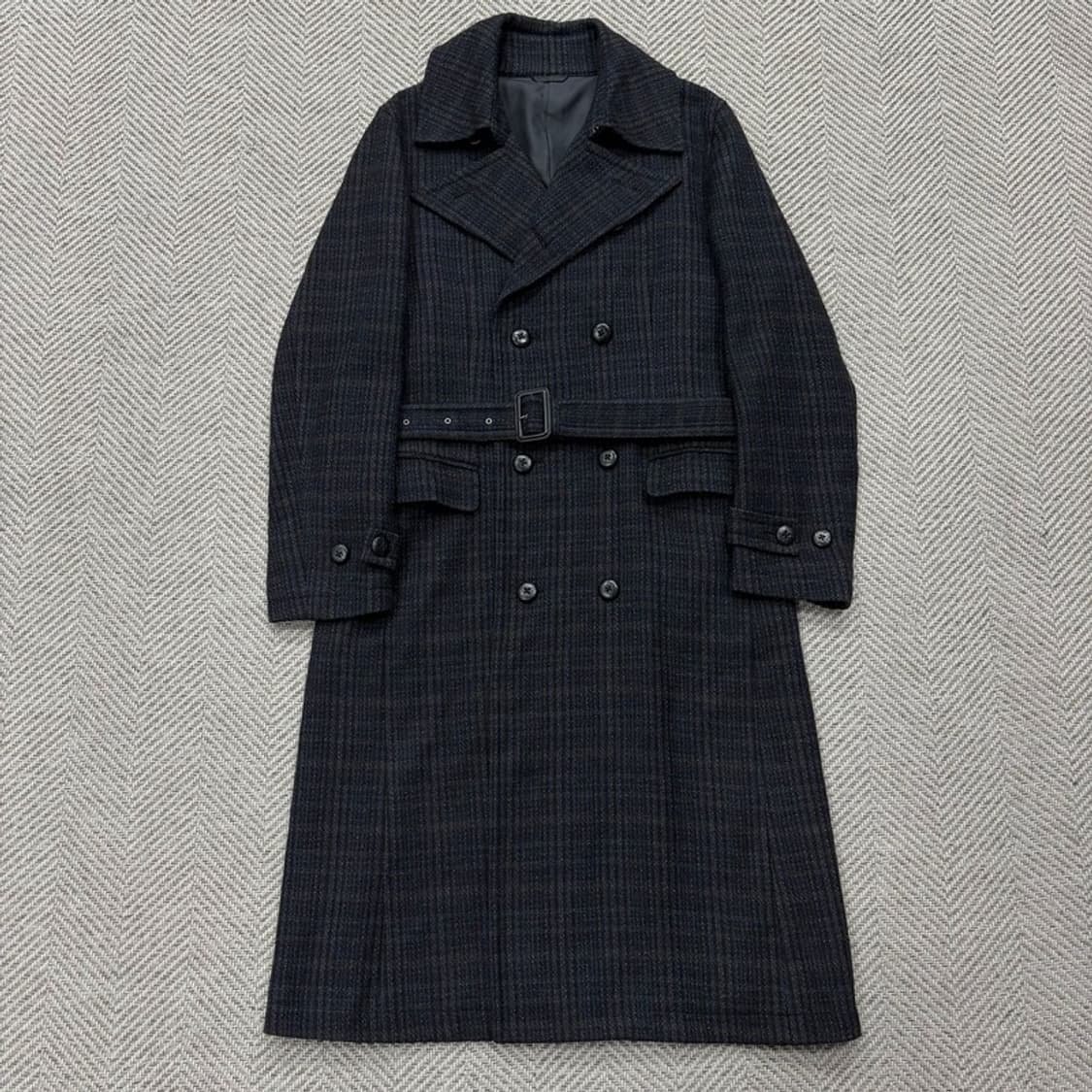 꼼사이즘 맨 울 체크 더블코트v2007 상품이미지1