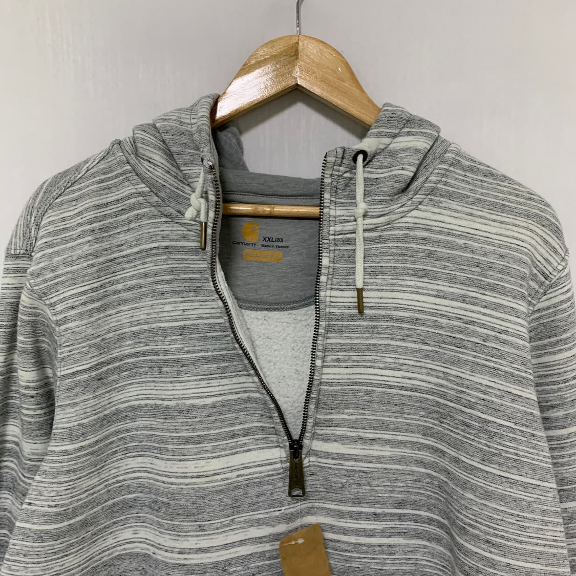 칼하트 스트라이프 하프집업 반집업 후드티 그레이 XXL 빈티지 상품이미지4