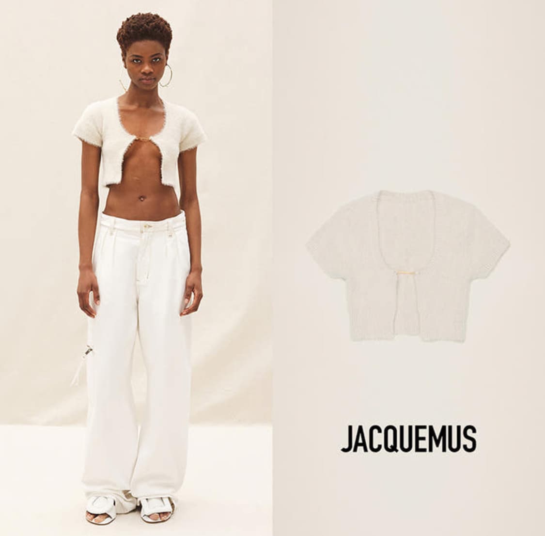 JACQUEMUS 자크뮈스 화이트 네브 반팔 가디건 니트 상품이미지1