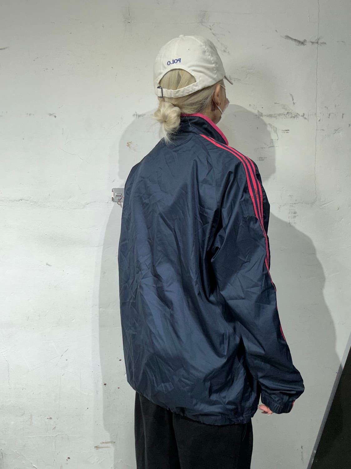 아디다스 네이비 핑크 삼선 바람막이 자켓 L 상품이미지3