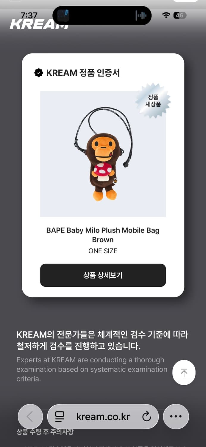 베이프 베이비 마일로 플러시 모바일 백 브라운 상품이미지6