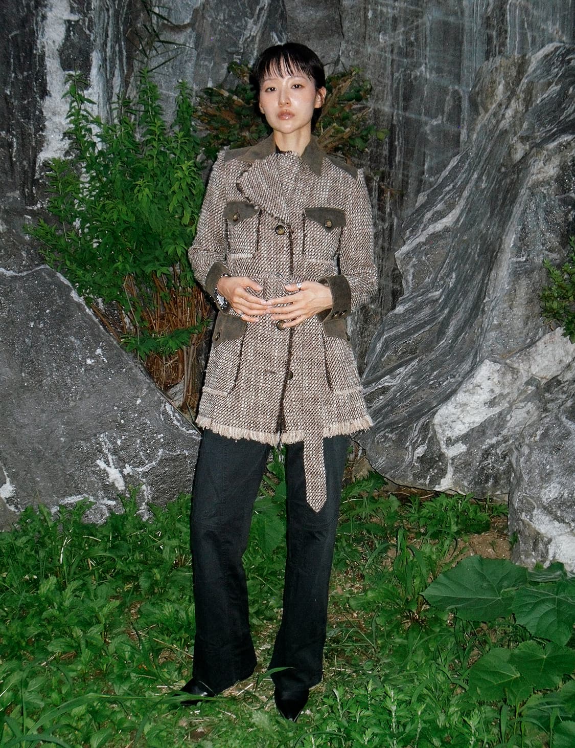 Tweed & Leather field Coat 상품이미지1