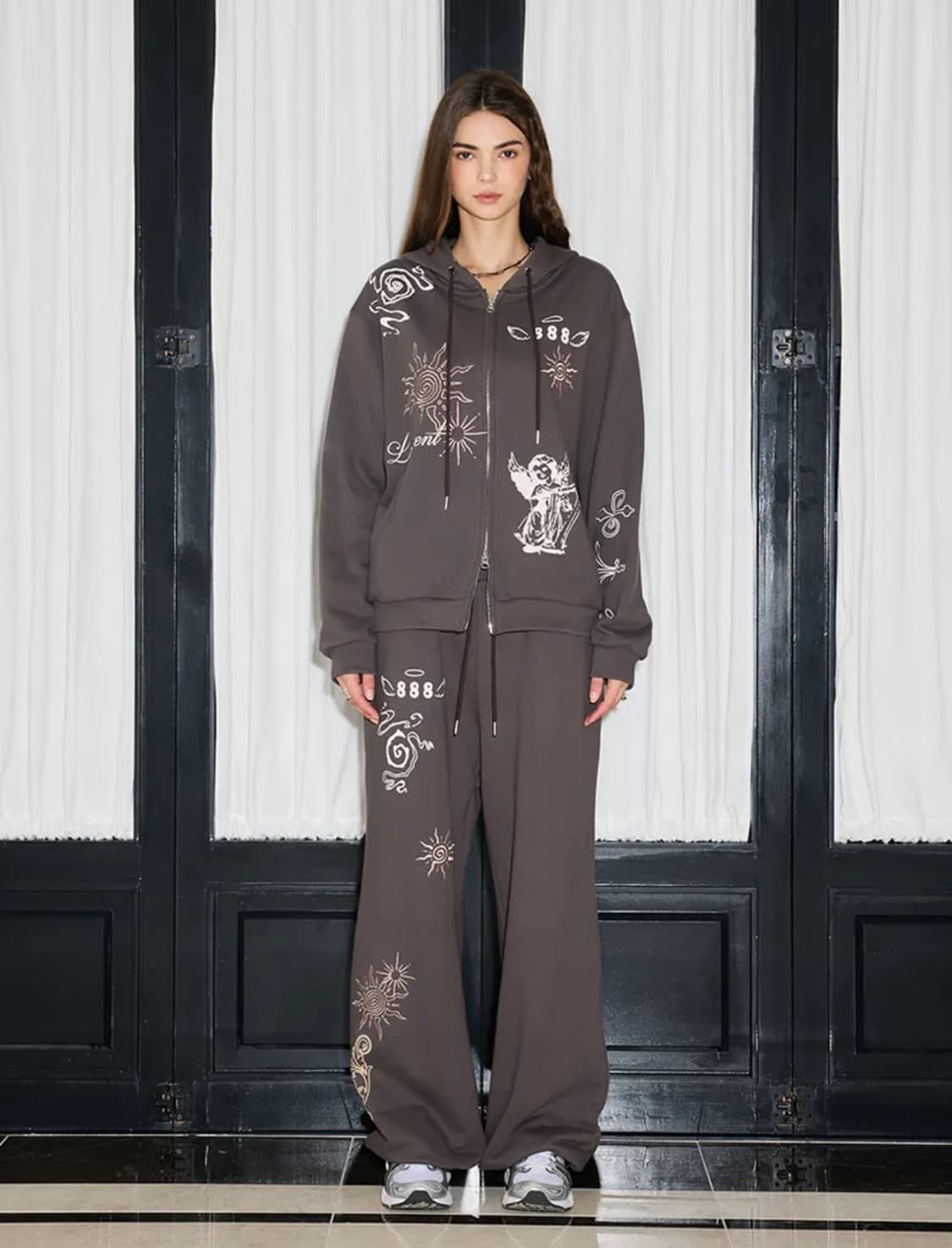 라티젠 엔젤 후드집업 팬치 셋업 (차콜) 상품이미지1