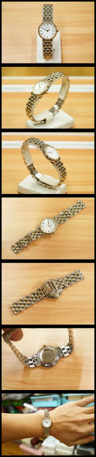 90s 롤라이 여성용 라운드 프레임 콤비 쿼츠 시계 상품이미지2