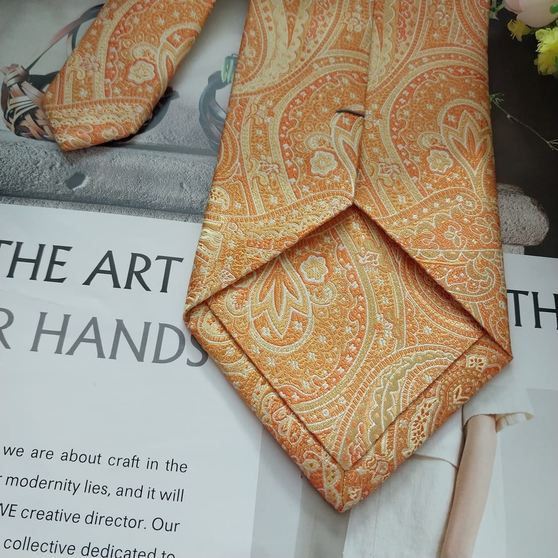 카운테스마라 실크 오렌지 페이즐리 넥타이 9.6cm A+등급 K1336
 상품이미지7