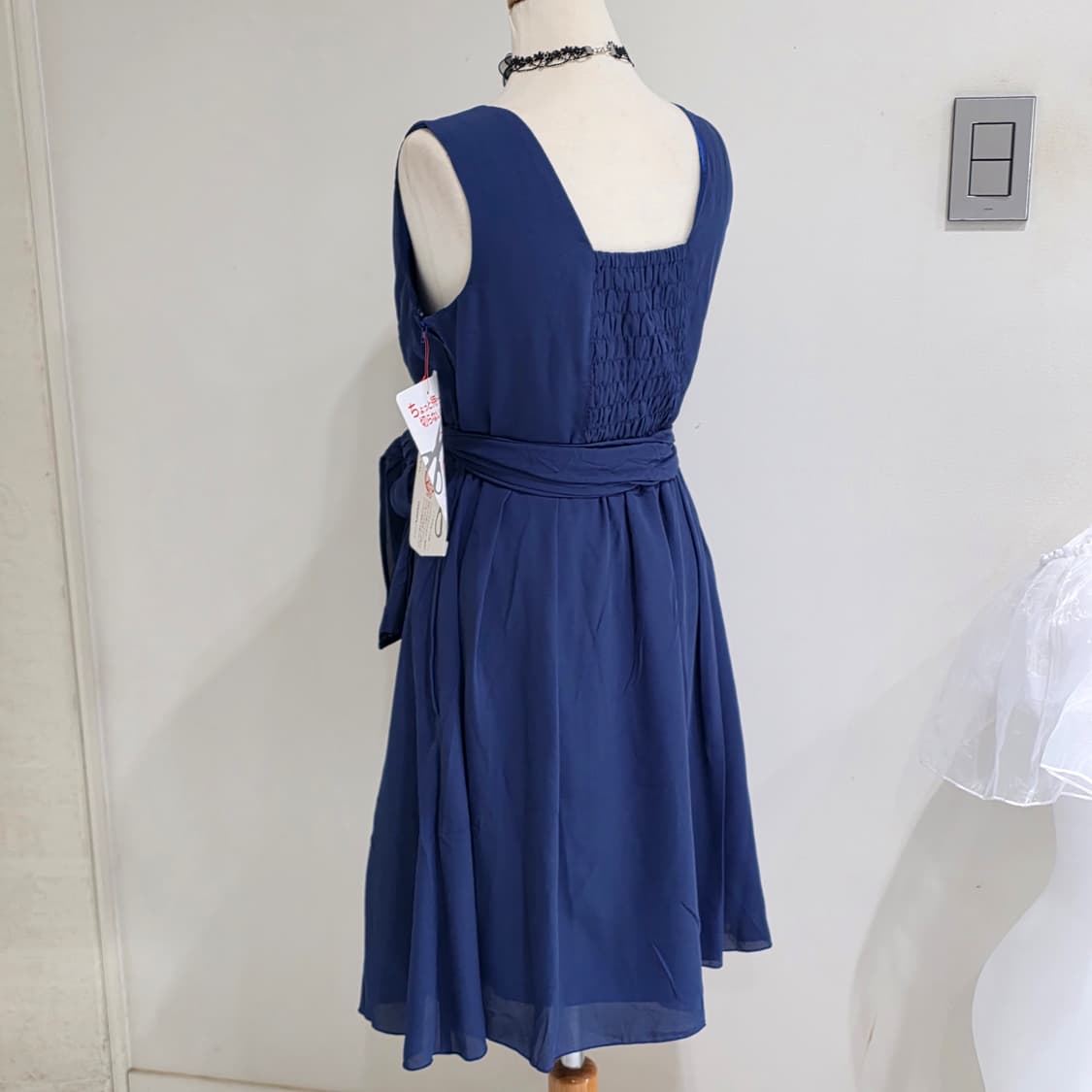 일본빈티지)네이비 고딕갸루 쉬폰레이스셔링 리본끈 로맨틱 파티원피스 상품이미지2