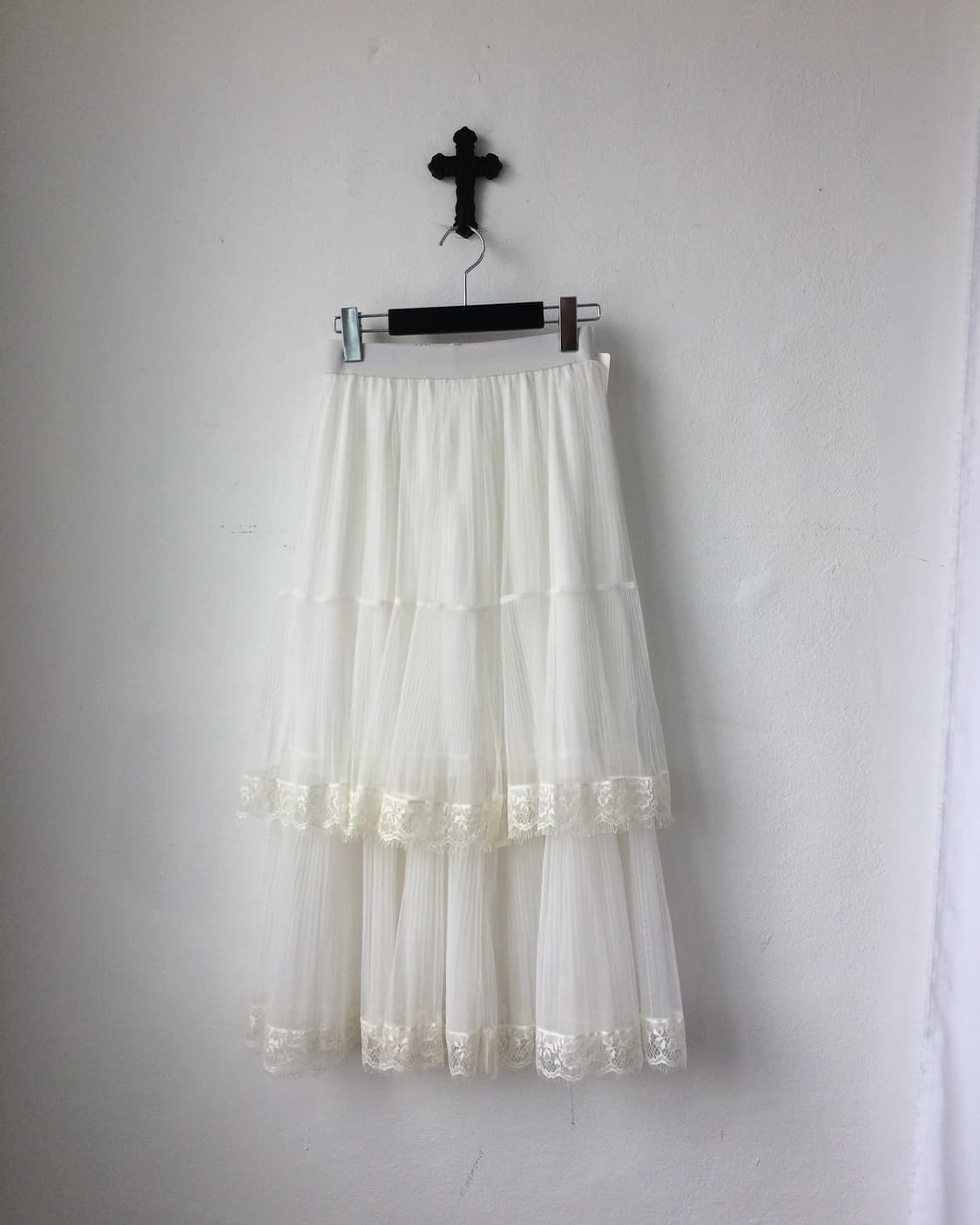Lace trimming sha layer long skirt 상품이미지1