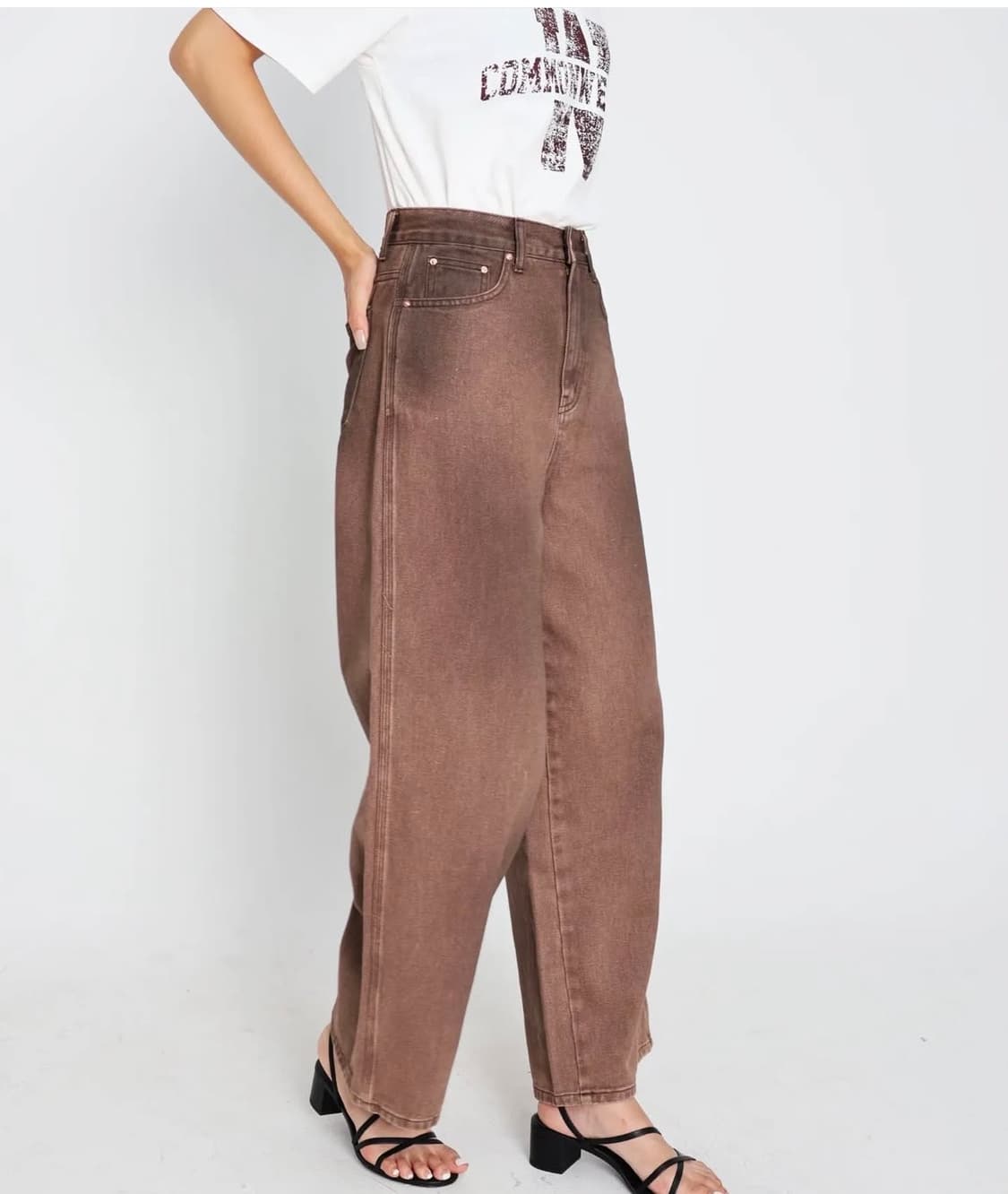 브라운빈티지워싱와이드데님(M) 상품이미지10