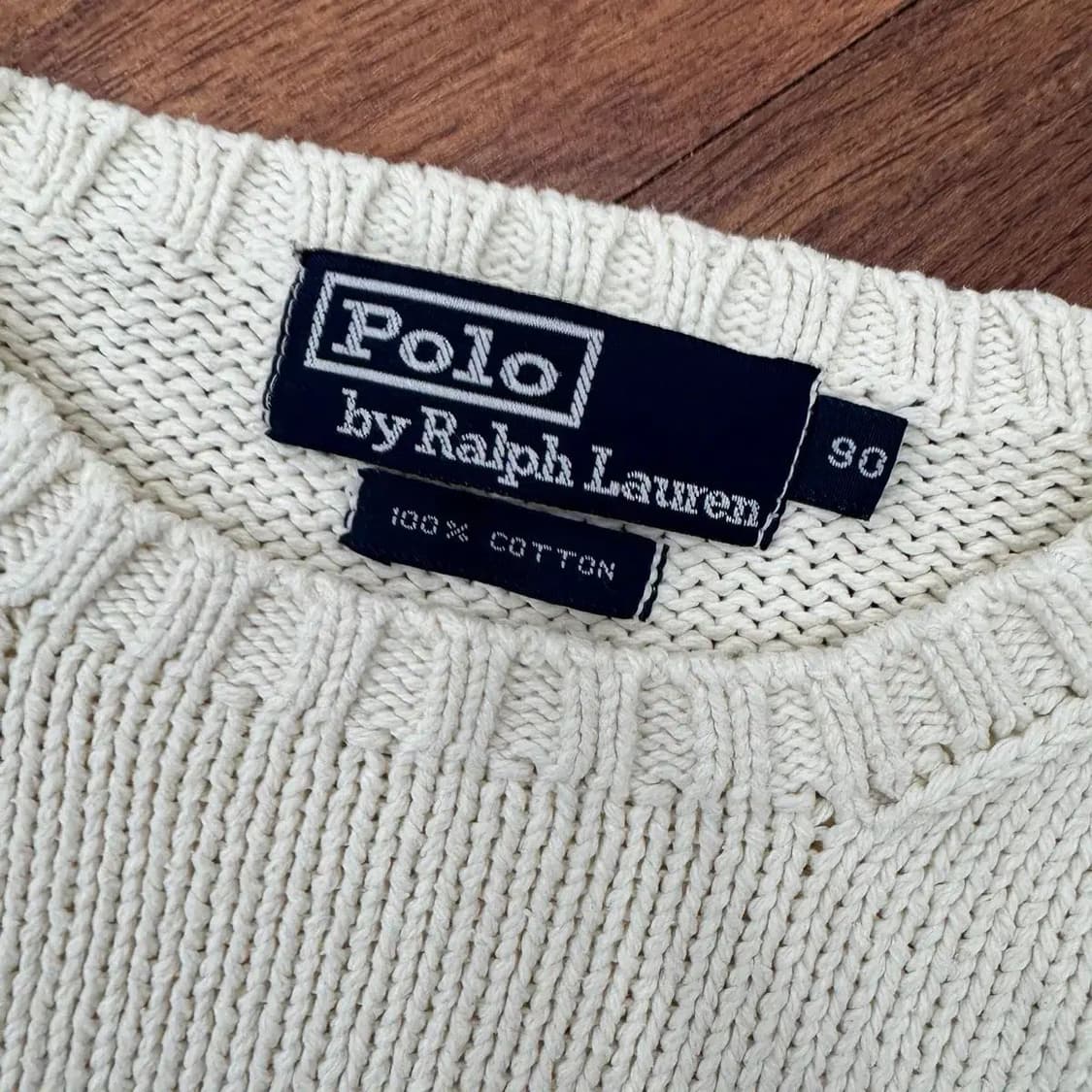90(95) 폴로 랄프로렌 아이보리 라운드 니트  상품이미지3