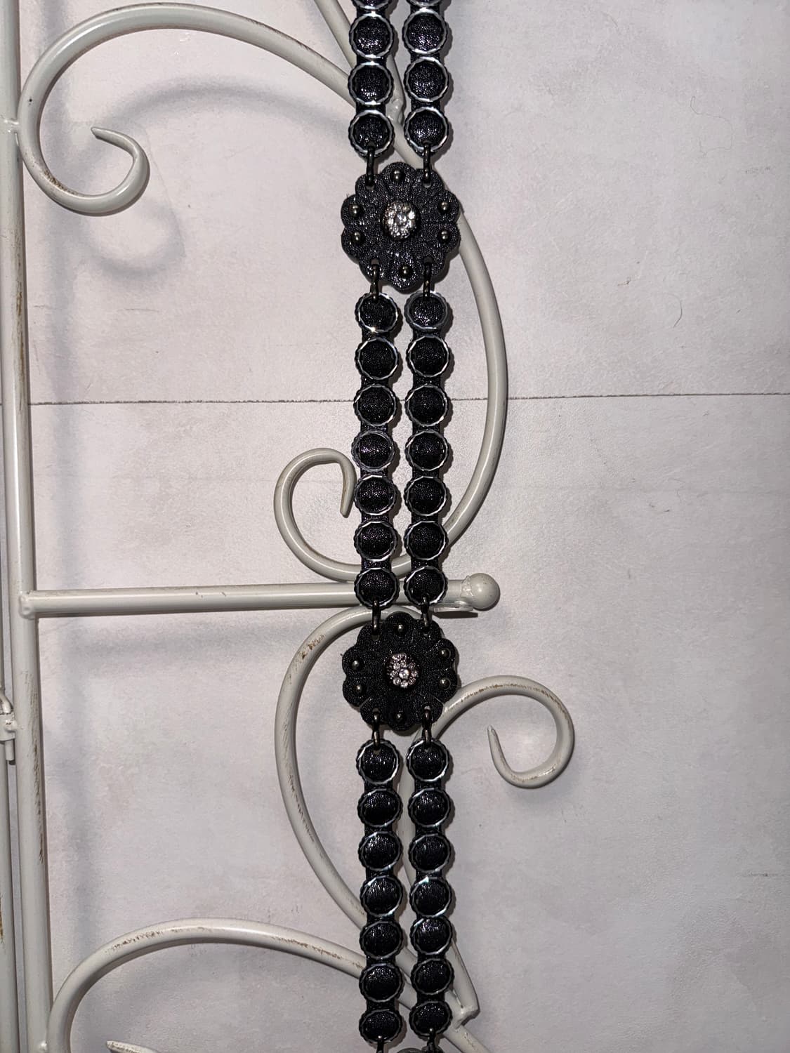 Black cubic flower chain belt 상품이미지5