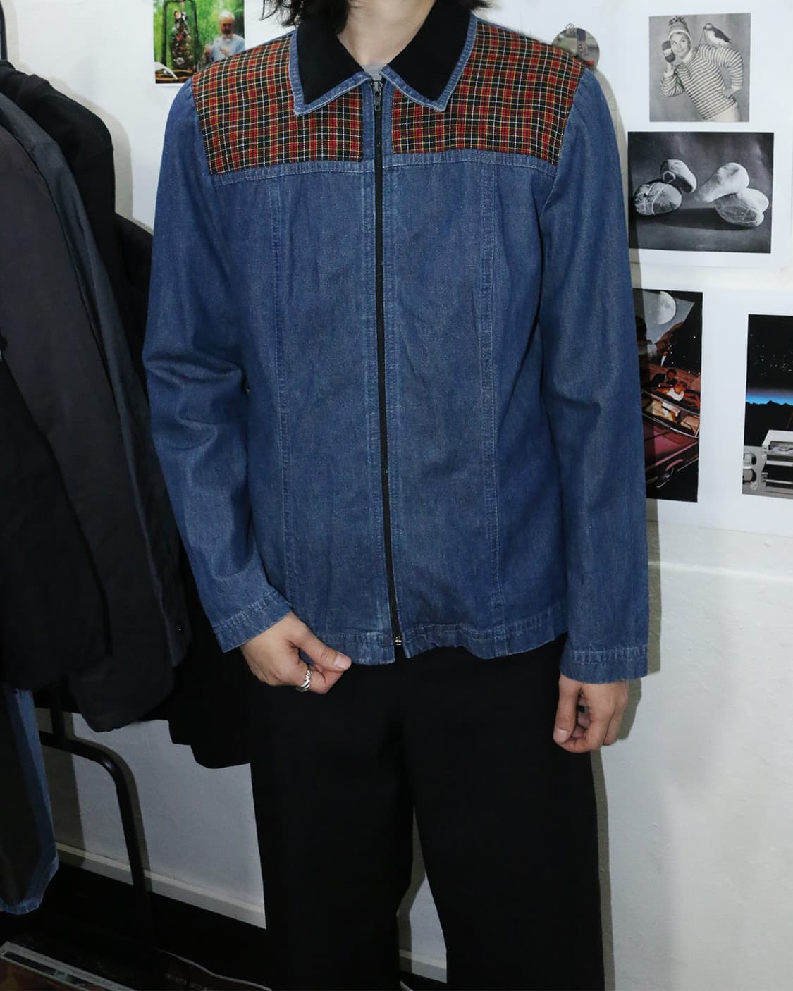 80s USA 빈티지 체크 데님 자켓  상품이미지3