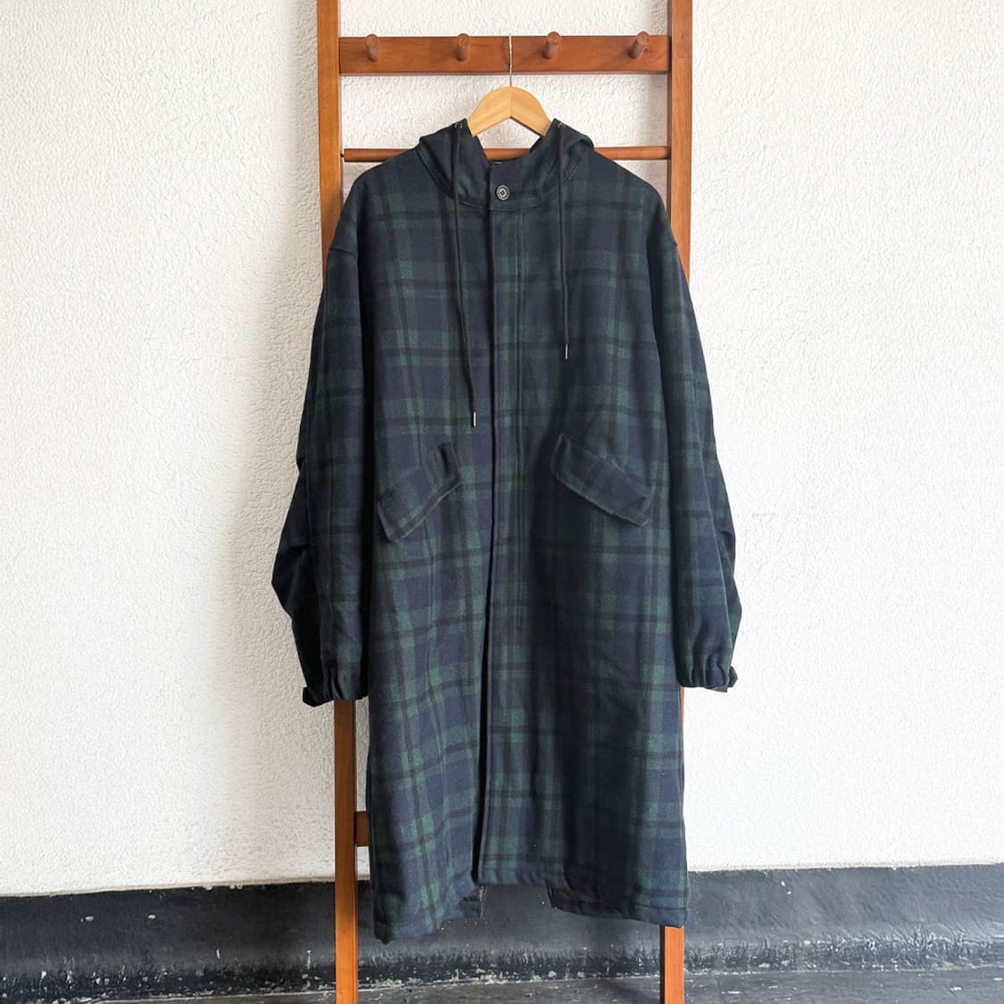 포키 후드 체크 코트 상품이미지2