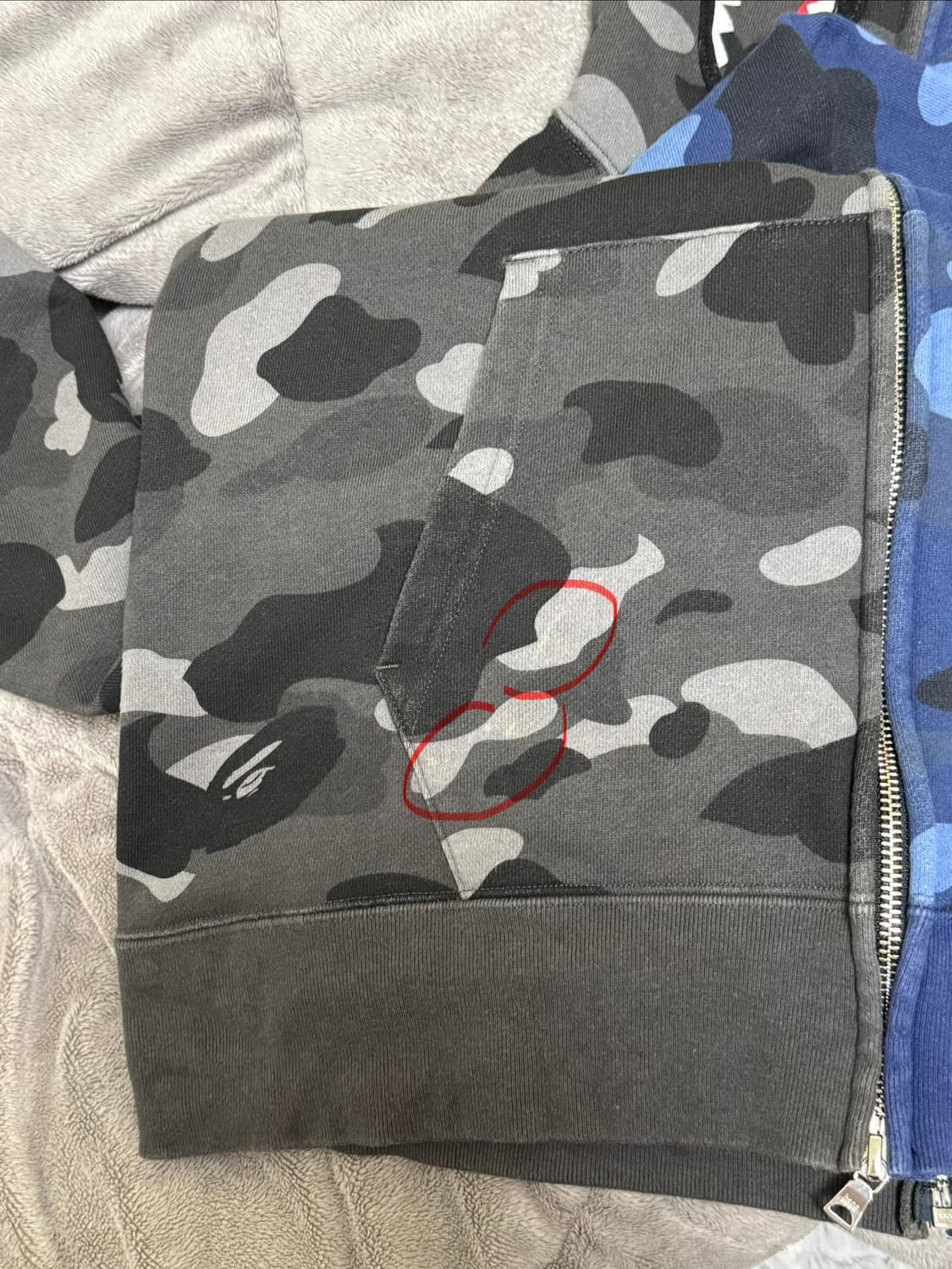 베이프 카모 세퍼레이트 샤크 후드 집업 블랙 네이비 M 상품이미지10