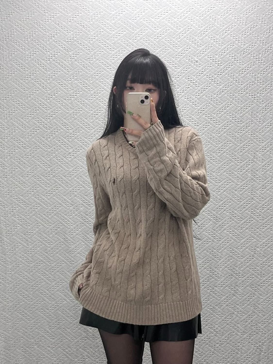 폴로 랄프로렌 빈티지 여리핏 베이지 꽈배기 니트 M C09497 상품이미지2