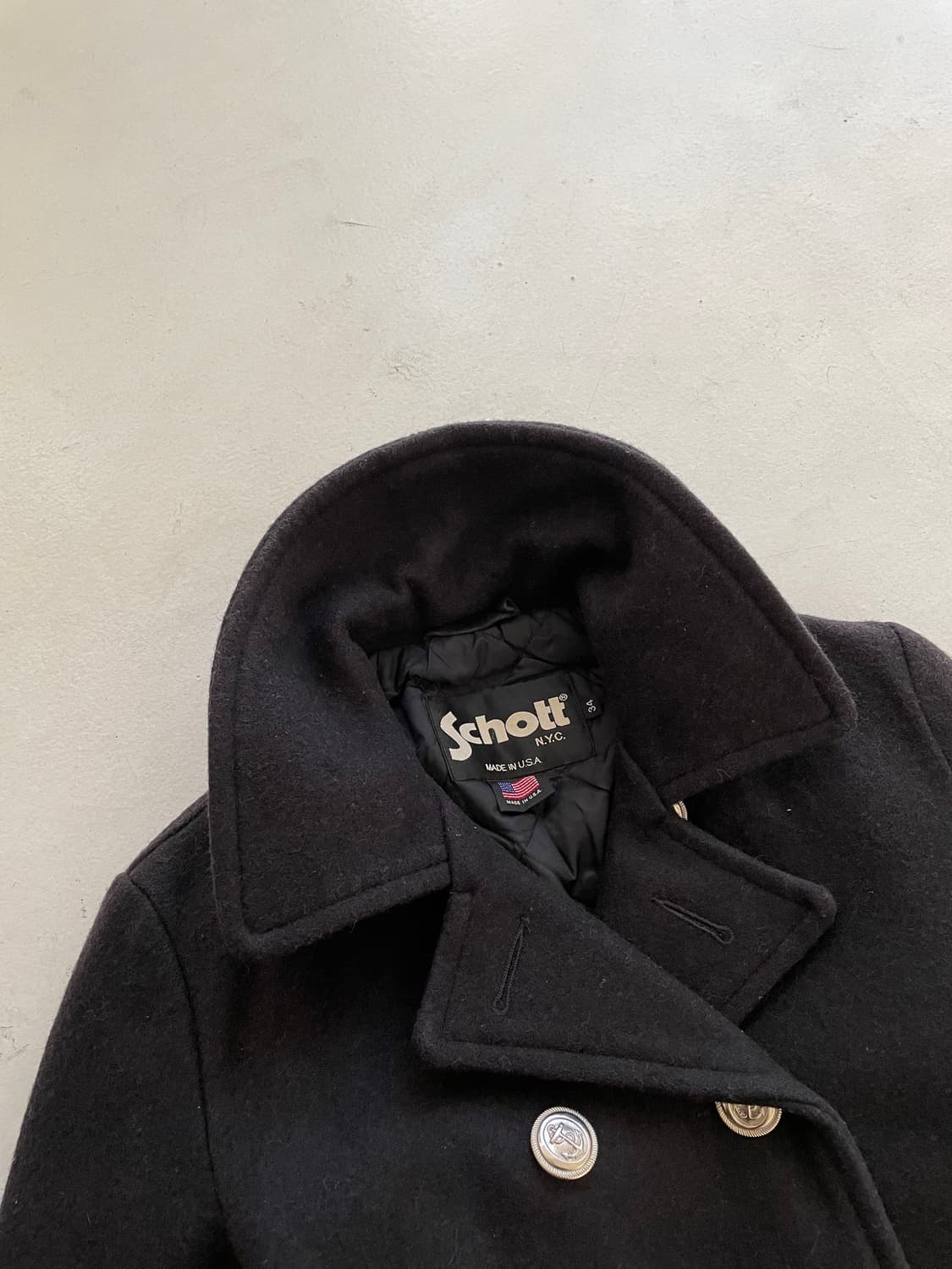 Schott NYC Peacoat Silver Button. 상품이미지3