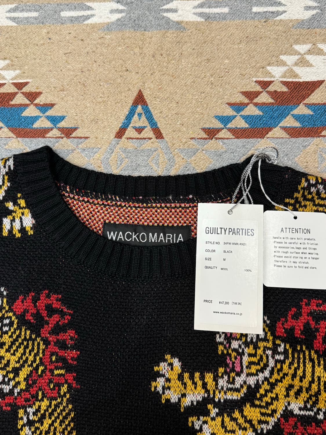[M] 와코마리아 x 팀레히 자카드 울 니트 블랙 24FW 상품이미지2