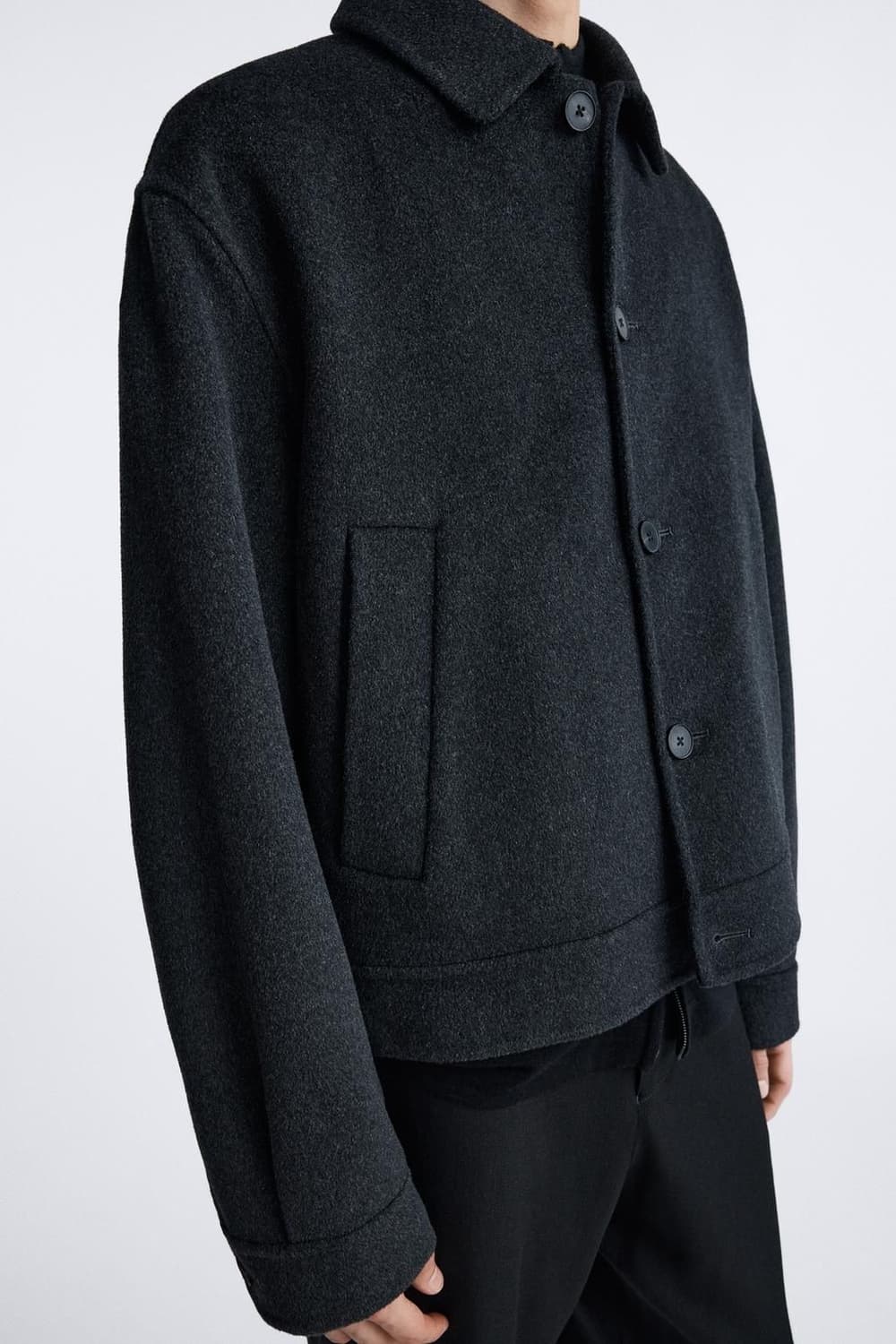 자라 Origins 100% 울 더블 페이스드 자켓 그레이 L사이즈 상품이미지7