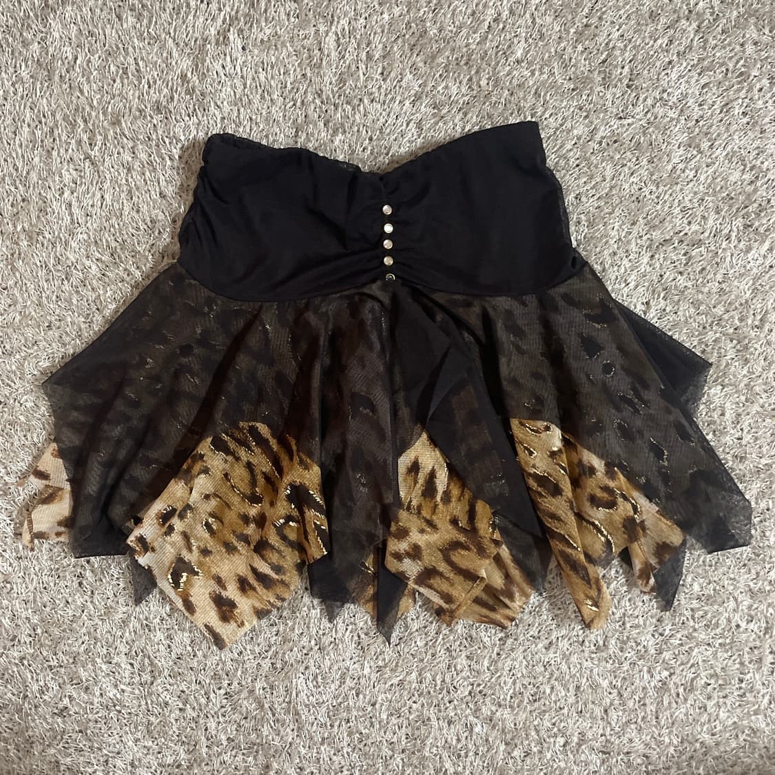 갸루 호피 레오파드 레이어드 스커트 상품이미지1
