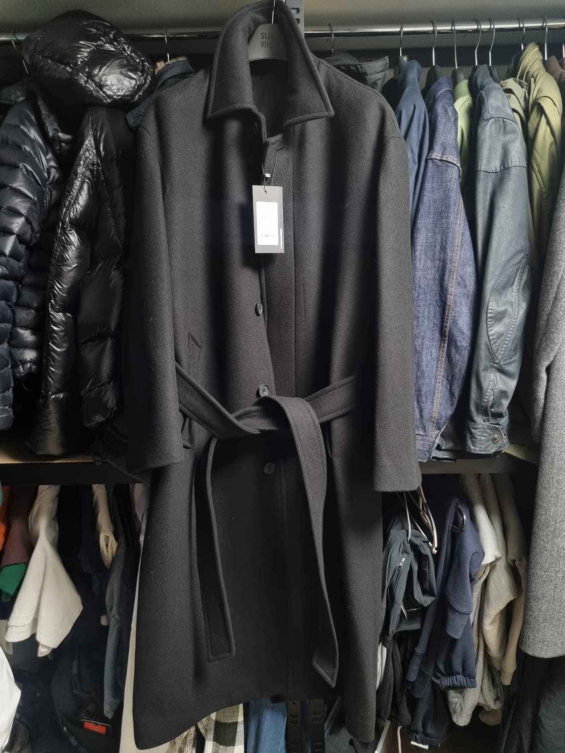 무신사스탠다드 울 블렌드 맥시 발마칸 로브 코트 블랙 L 택채 새제품 상품이미지2