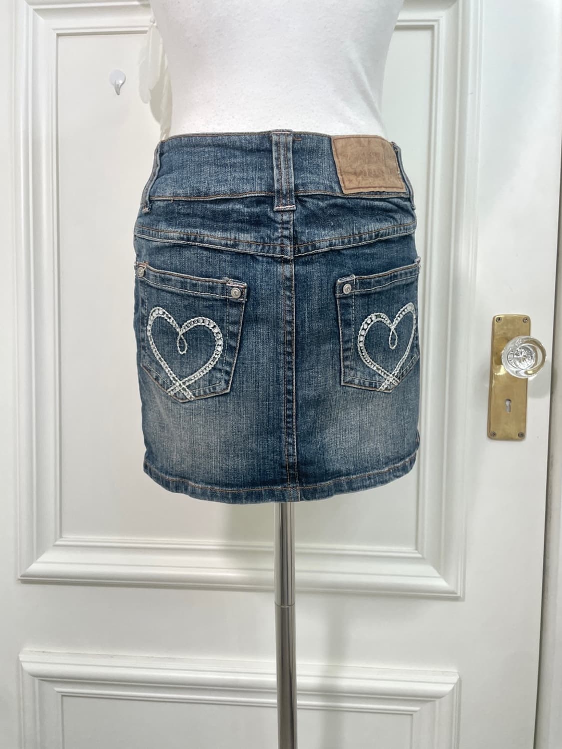 denim back heart cubic mini skirt 상품이미지5